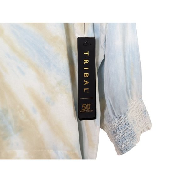 Tribal Tunic boho gyspy long sleeve light colored tie dye blouse tunic size L - Picture 5 of 8